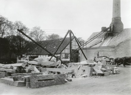 Stonecutters working with granite, Landskrona, Sweden, 1930. Artist: Unknown