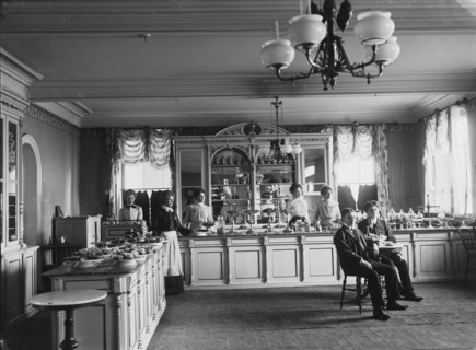 Interior of a cafe, Malmö, Sweden, c1910. Artist: Unknown