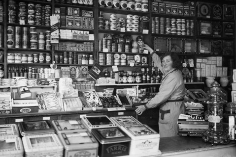 Grocery shop, Malmö, Sweden, 1932. Artist: Unknown