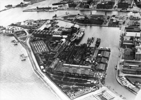 Aerial view of Kockums shipyard, Malmö, Sweden, 1930. Artist: Unknown