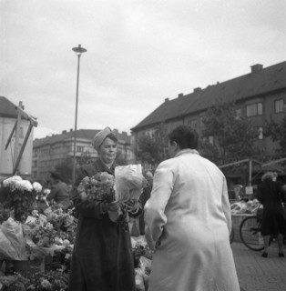 Flower stall in the market, Malmö, Sweden, 1947. Artist: Otto Ohm