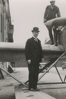 Swedish Minister of Defence Anton Rundqvist at Bulltofta airport, Malmö, Sweden, 1932. Artist: Otto Ohm