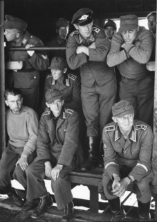 German prisoners of war on a train, Trelleborg station, Sweden, 1945. Artist: Unknown