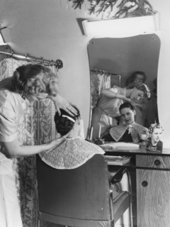 A woman at the hairdresser's, Sweden. Artist: Unknown