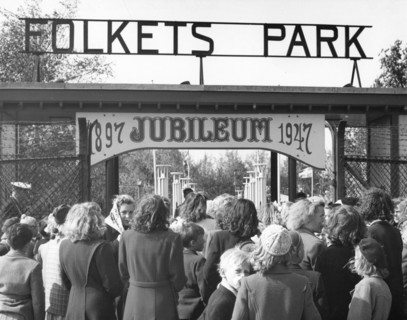Entrance to the People's Park, Trelleborg, Sweden, 1947. Artist: Unknown