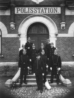 Policemen pose in front of the police station, Trelleborg, Sweden, 1899. Artist: Unknown