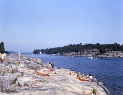 People on the rocks at Gryt Archipelago, Sweden, 1973. Artist: Torkel Lindeberg