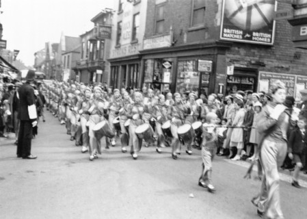 Carnival band on parade at Hucknall's first Carnival, Nottinghamshire, 1934. Artist: Unknown