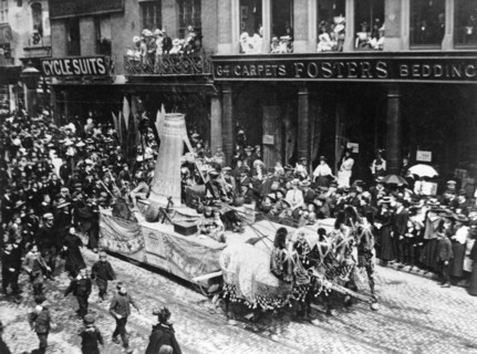 Circus procession, Long Row West, Nottingham, Nottinghamshire, c1895. Artist: AW Bird