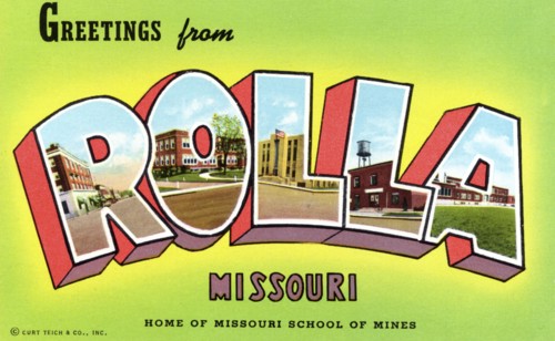 'Greetings from Rolla, Missouri, Home of the Missouri School of Mines', postcard, 1943. Artist: Unknown
