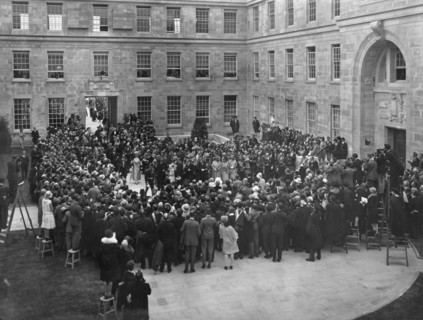 King George V and Queen Mary at the opening ceremony of the University of Nottingham, 1928. Artist: Henson & Co