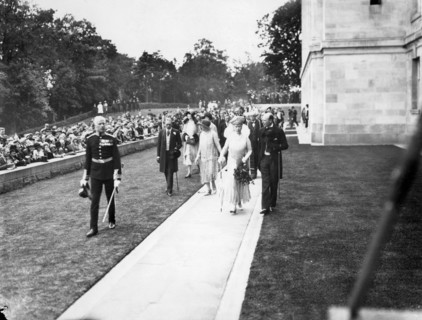 King George V and Queen Mary at the opening ceremony of the University of Nottingham, 1928. Artist: Henson & Co