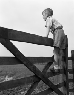 Child standing on a gate, 1963. Artist: Michael Walters