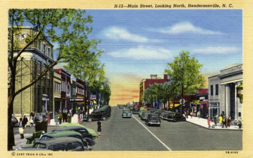 Main Street looking north, Hendersonville, North Carolina, USA, 1940. Artist: Unknown