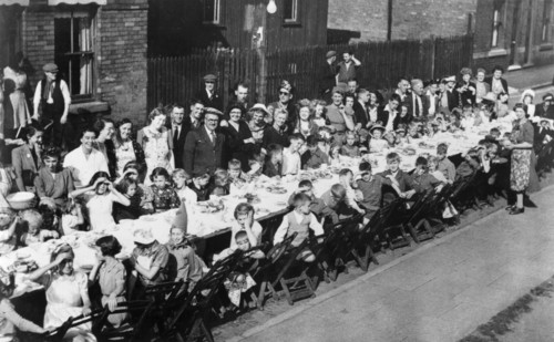 VE Day party, Dunstan Street, Netherfield, Nottinghamshire, May 1945. Artist: Unknown