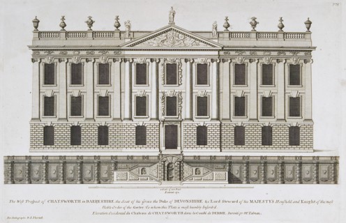 West prospect of Chatsworth House, Derbyshire, c1800. Artist: Unknown