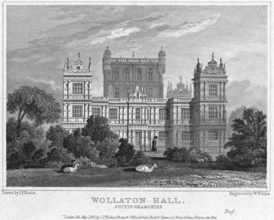 Wollaton Hall, Nottingham, Nottinghamshire, 1821. Artist: W Wallis