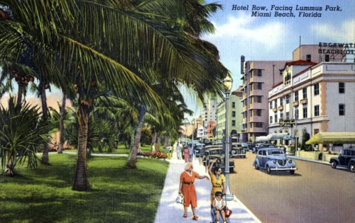 Hotel Row, facing Lummus Park, Miami Beach, Florida, USA, 1940. Artist: Unknown
