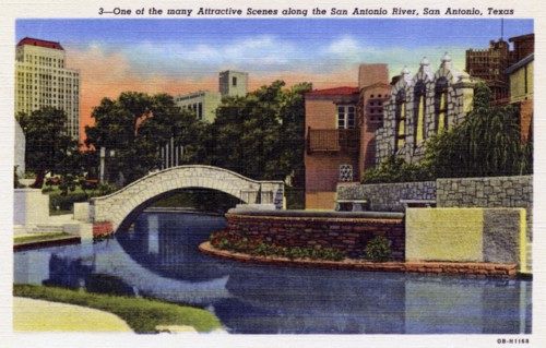 Scene on the San Antonio River, San Antonio, Texas, USA, 1940. Artist: Unknown