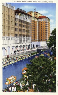 Plaza Hotel at fiesta time, San Antonio, Texas, USA, 1940. Artist: Unknown