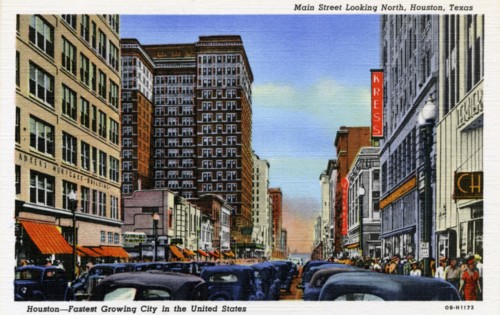 Main Street Looking north, Houston, Texas, USA, 1940. Artist: Unknown