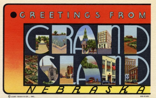 'Greetings from Grand Island, Nebraska', postcard, 1940. Artist: Unknown