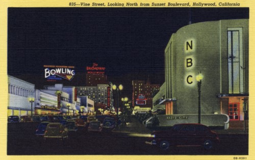 Vine Street, looking north from Sunset Boulevard, Hollywood, California, USA, 1940. Artist: Unknown