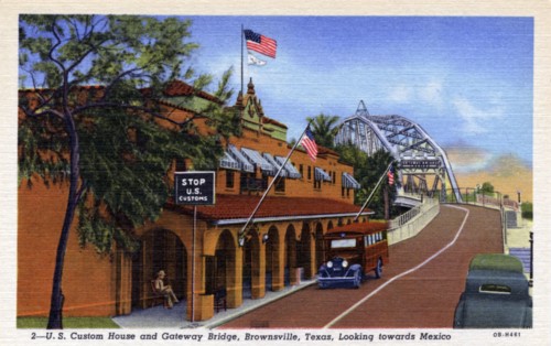 US Customs House and Gateway Bridge, Brownsville, Texas, USA, 1940. Artist: Unknown