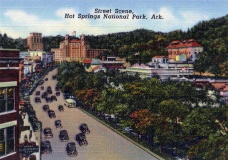 Street scene, Hot Springs National Park, Arkansas, USA, 1940. Artist: Unknown