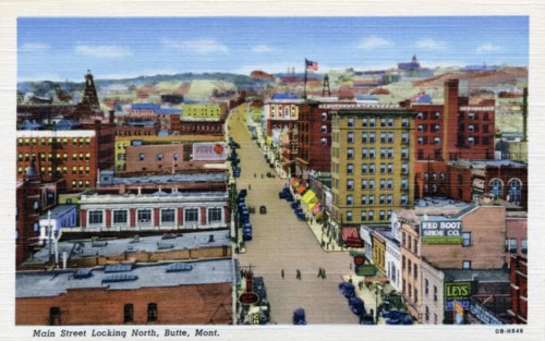 Main Street, looking north, Butte, Montana, USA, 1940. Artist: Unknown