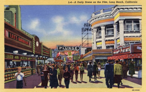 Daily scene on the Pike, Long Beach, California, USA, 1940. Artist: Unknown