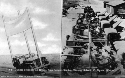 Gunnery students on the 50 cal Jeep Range, Flexible Gunnery School, Fort Myers, Florida, USA, 1943. Artist: Southeast Army Air Forces Training Center
