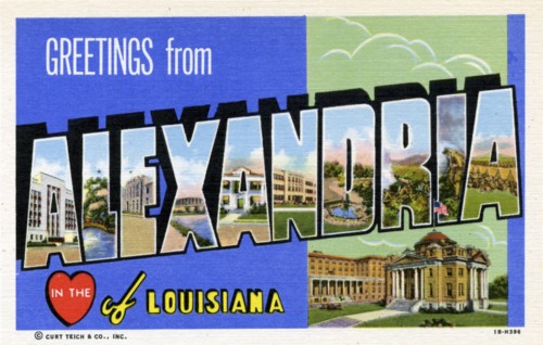 'Greetings from Alexandria in the Heart of Louisiana', postcard, 1941. Artist: Unknown