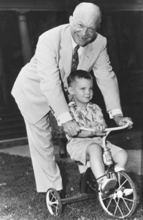 General Dwight D Eisenhower with grandson David at Fort Sheridan, Illinois, USA, 1952. Artist: Unknown