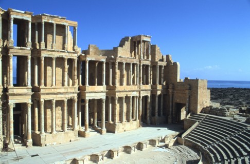 The theatre, ruined Roman city of Sabratha, Libya.