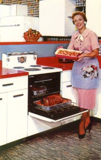 Here's General Electric's Compact Spacemaker oven, USA, 1955. Artist: Unknown