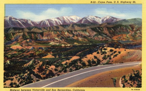 Cajon Pass, US Highway 66, midway between Victorville and San Bernardino, California, USA, 1937. Artist: Unknown