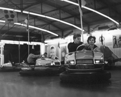 Couple on dodgems, c1960.