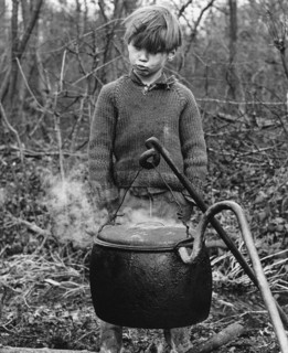 Gypsy boy with cauldron, 1960s.