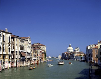 The Grand Canal and San Salute from Accademia bridge, Venice, Italy.