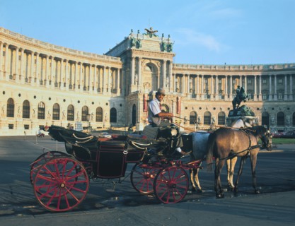 The Hofburg with carriage, Vienna, Austria.