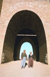 Two workmen outside the Mashki Gate, Nineveh, Iraq, 1977.