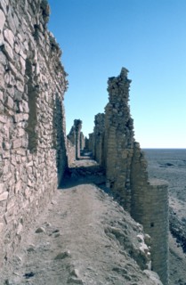 Sentry walk, fortress of Al Ukhaidir, Iraq, 1977.