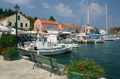 Fiskardo harbour, Kefalonia, Greece.