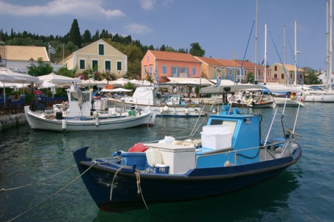 Fiskardo harbour, Kefalonia, Greece.