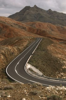 Mountain road between La Pared and Pajara, Fuerteventura, Canary Islands.