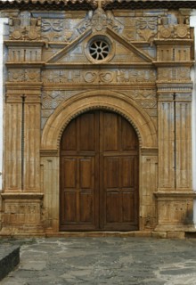 Door of the Iglesia de Nuestra Senora de la Regla, Pajara, Fuerteventura, Canary Islands.