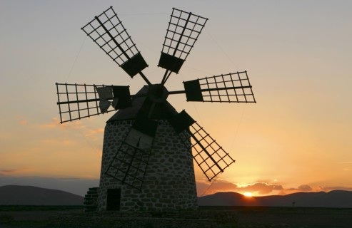 Windmill near Tefia, Fuerteventura, Canary Islands.