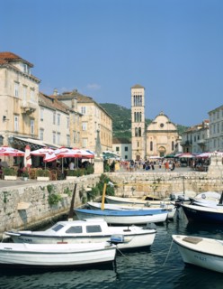 Harbour and cathedral, Hvar, Croatia.