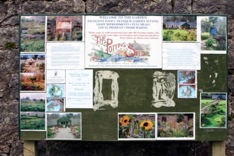 Noticeboard, The Potting Shed cafe and restaurant, Applecross, Highland, Scotland.